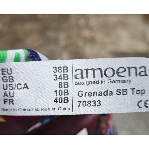 Amoena Bikini Top Size 8B Masectomy Swimwear Floral New With Tags - Picture 8 of 9